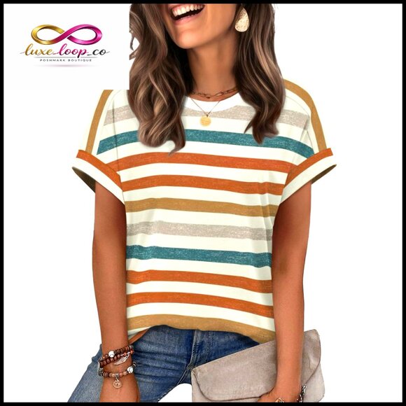 Tops - Soft Polyester Spandex Short Sleeve T-Shirt Regular Fit Crew Neck Casual